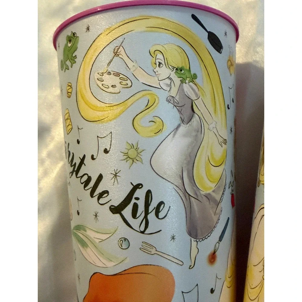 Disney Princess Fairytale Life Plastic Tumblers Set of 2 Ariel Rapunzel Belle